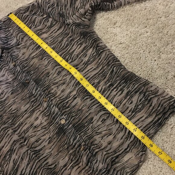 Made in Canada Sheer Animal Print Canadian Made Button Down Dress Shirt - Picture 15 of 16